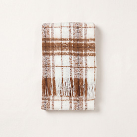 Luxurious Faux Mohair Plaid Fringe Throw Blanket