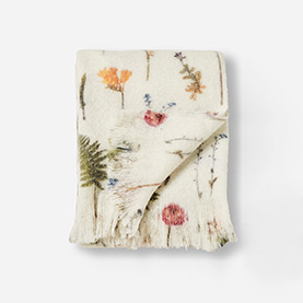 Embossed / Printed Faux Mohair Fringe Throw Blanket