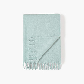 Cozy Solid Color Faux Mohair Fringe Throw Blanket