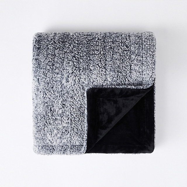 Textured Faux Fur Reversible Throw Blanket